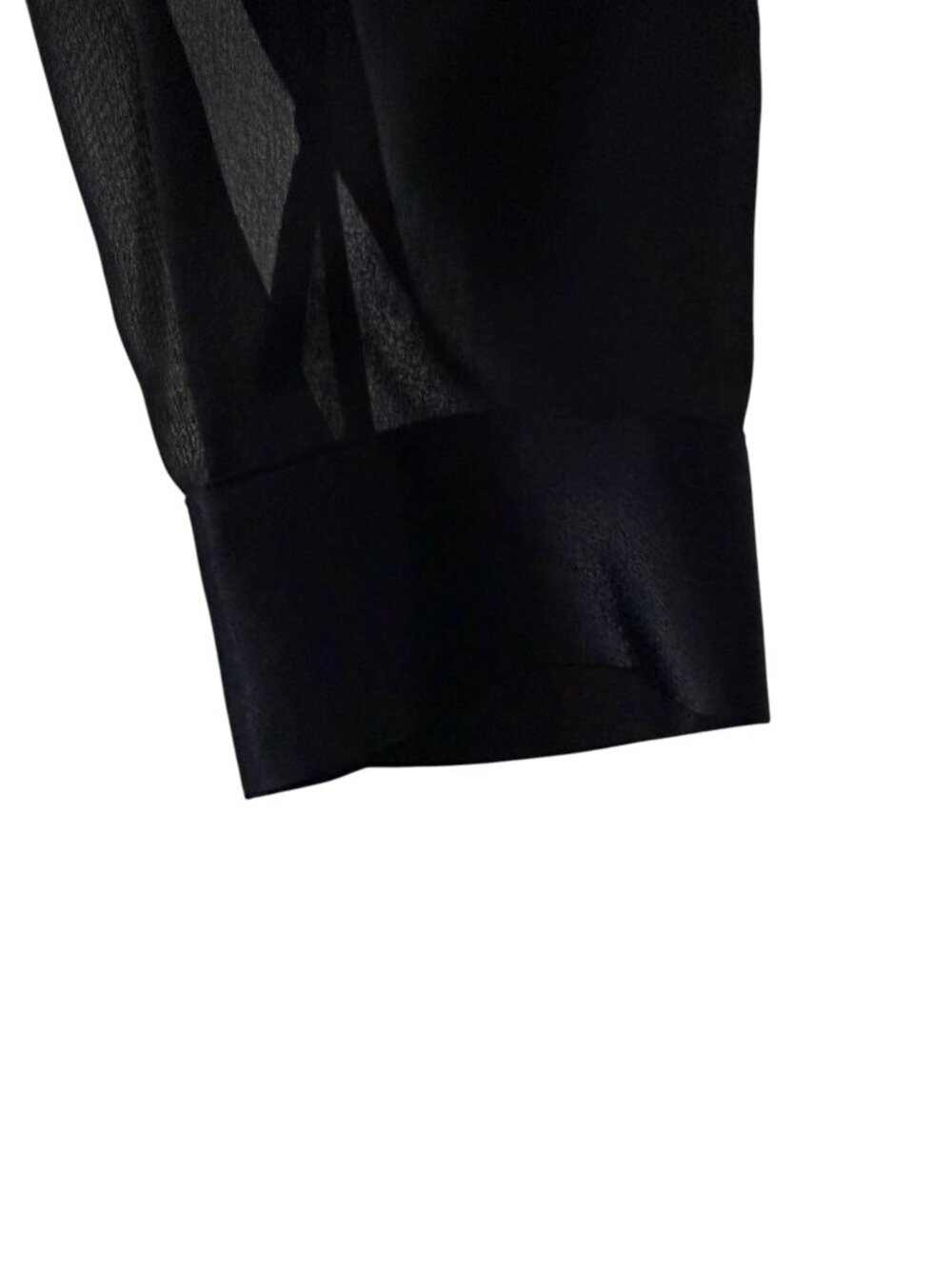 NWOT Zara Woman Mixed Media Semi-Sheer Satin Panel Button Up Long Sleeve Black M - Picture 7 of 15